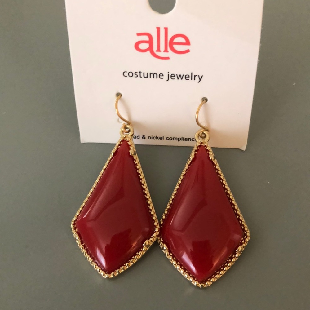 Red and gold drop earrings